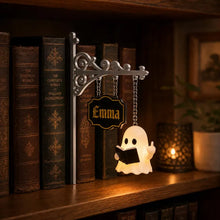 Personalized Ghost Bookshelf Lamp, Book Nook Decor