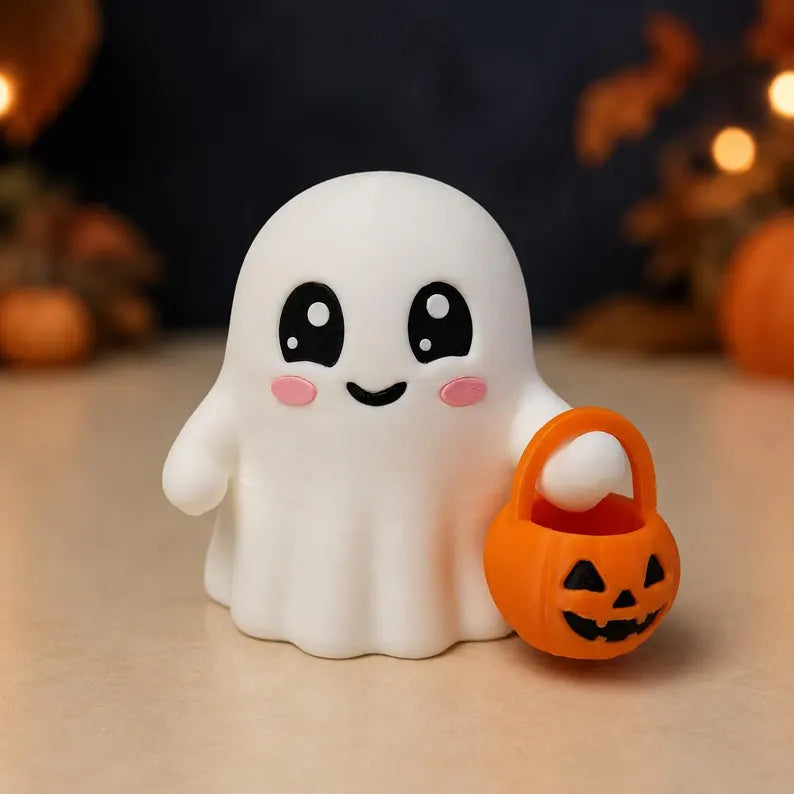 Cute Tiny Trick or Treat Ghost, Halloween Desk Decor
