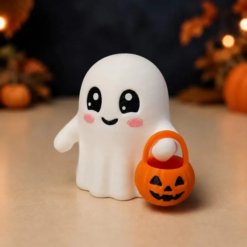 Cute Tiny Trick or Treat Ghost, Halloween Desk Decor