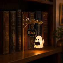 Personalized Ghost Bookshelf Lamp, Book Nook Decor