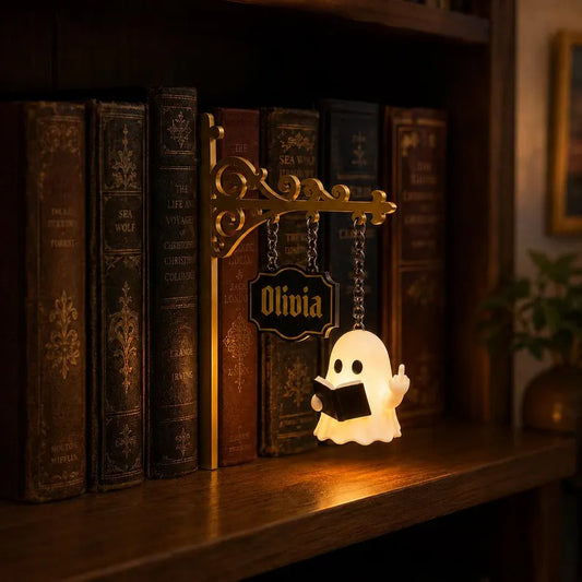 Personalized Ghost Bookshelf Lamp,Funny Ghost With LED, Halloween Book Shelf Decor, 3D Printed LED Book Nook Gift