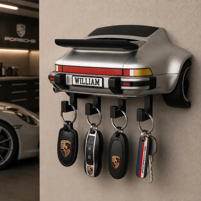 Personalized Classic Sports Car Key Holder, Custom Name Decor