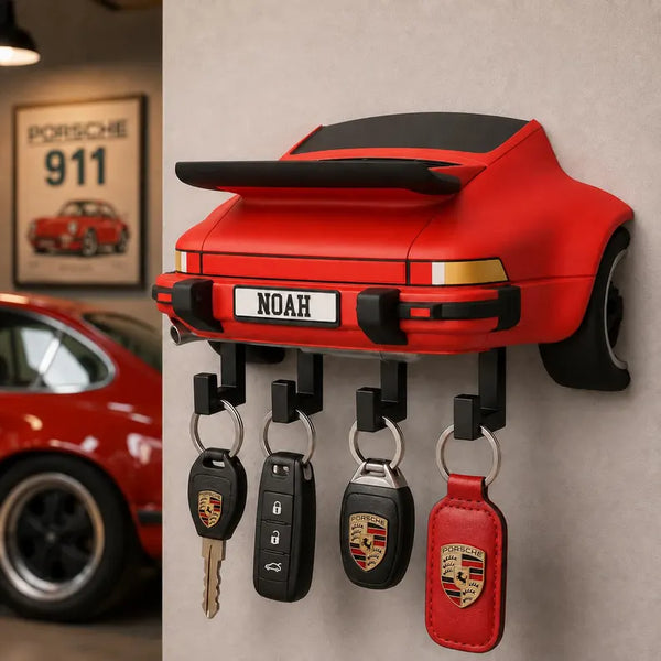Personalized Classic Sports Car Key Holder, Custom Name Decor