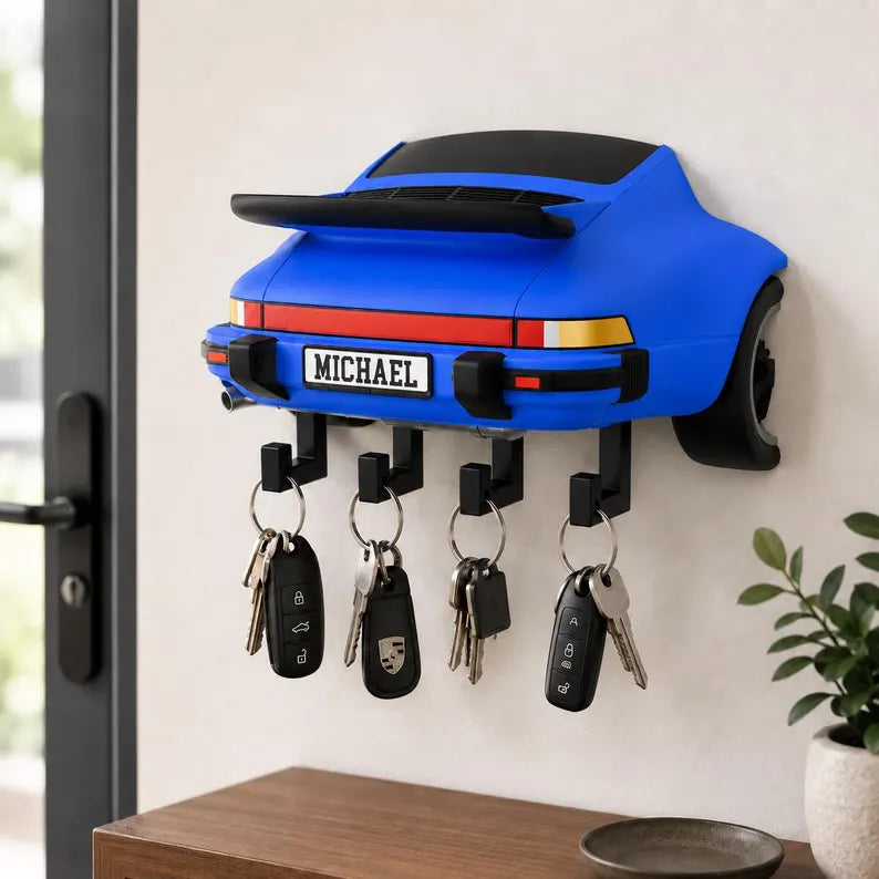 Personalized Classic Sports Car Key Holder, Custom Name Decor