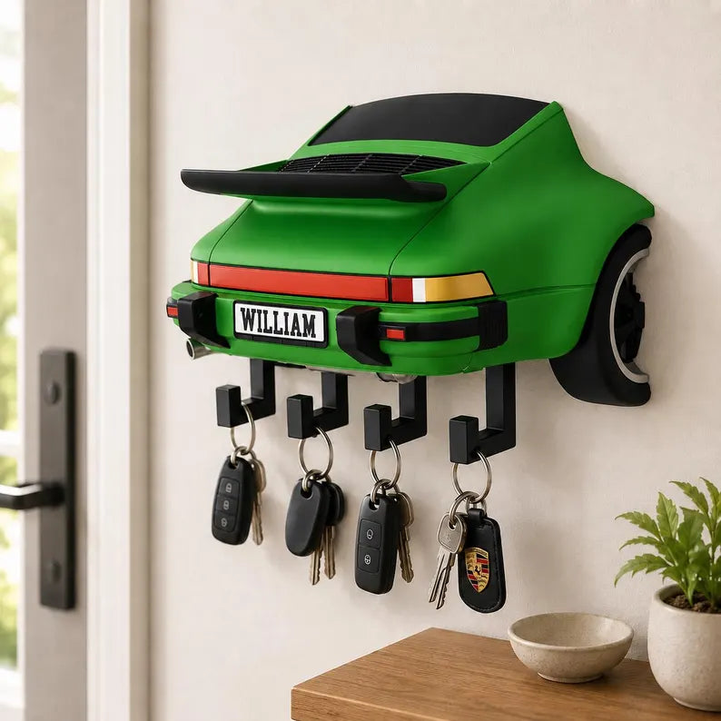 Personalized Classic Sports Car Key Holder, Custom Name Decor