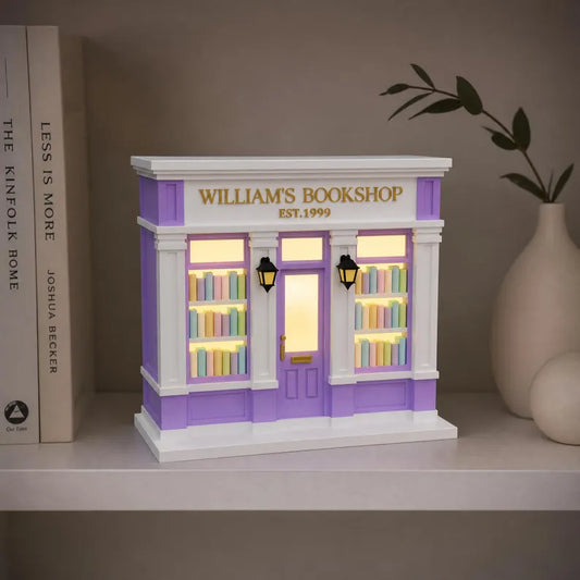 Personalized Bookshop Decor with LED Light, Custom Name Book Nook, Miniature Bookstore Gift for Book Lovers, Reader Shelf Decor