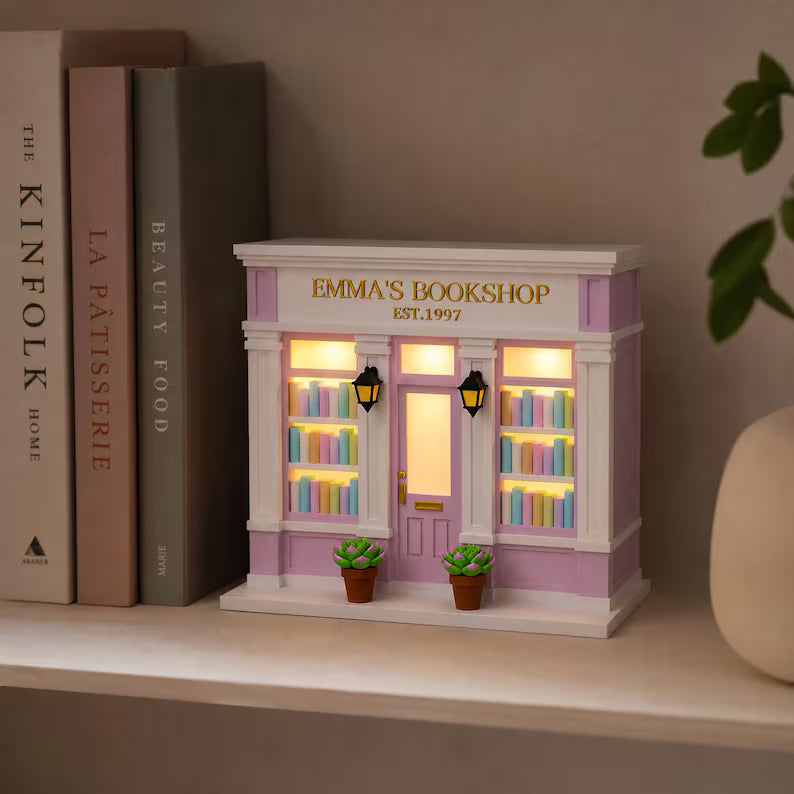 Custom Book Nook Decor, Personalized LED Bookshop Sign