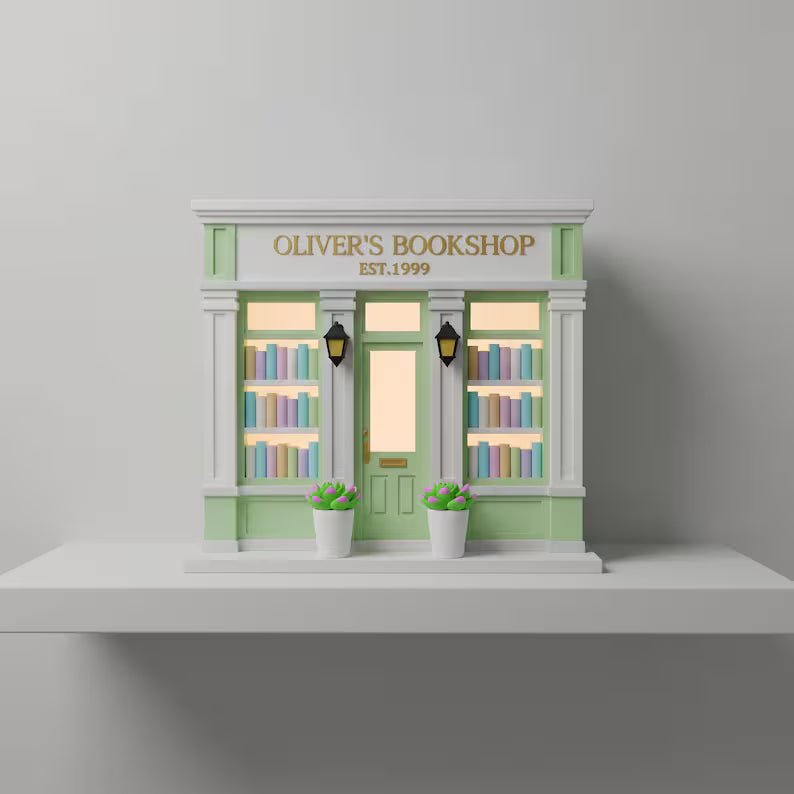 Custom Book Nook Decor, Personalized LED Bookshop Sign